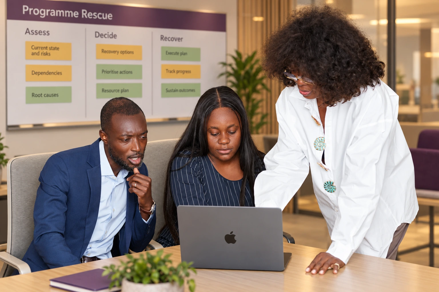 Anita Appiah guiding a programme discussion